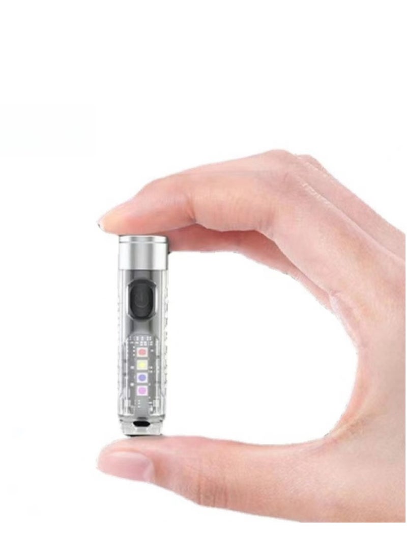 ألون فاير سلسلة مفاتيح S11 صغيرة قوية صغيرة بمصباح يدوي تكتيكي ساطع بشكل SST20 LED USB قابل لاعادة الشحن IP65 مقاوم للماء متعدد الوظائف للطوارئ مع بطارية مدمجة من الون فاير (ابيض) - Image 2