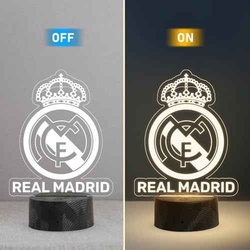 GIFTMEBAZAR 3D Illusion Real Madrid Desk Table Lamp with Warm White Light & USB Powered | Bedside Table Lamp | Birthday Gift for Football Player - Image 2