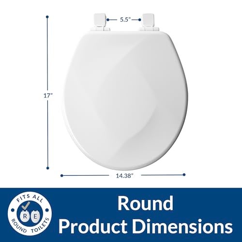 Mayfair Sculptured Teardrop Slow Close Toilet Seat, Easy Clean Hinges with Durable Wood Seat, Made in USA, Round, White - Image 4