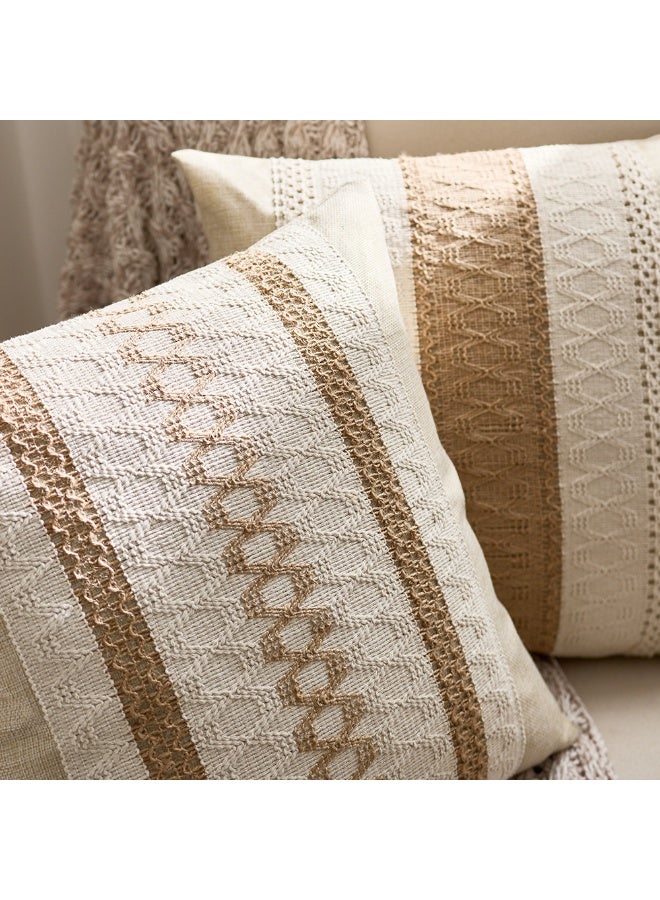 Bukela Set of 2 Throw Pillow Covers, Decorative Farmhouse Boho Pillow Cases, Decorative Geometric Modern Pattern Pillow Cushion Case for Couch Bedroom Living Room Sofa (Beige, 45*45cm) - Image 3