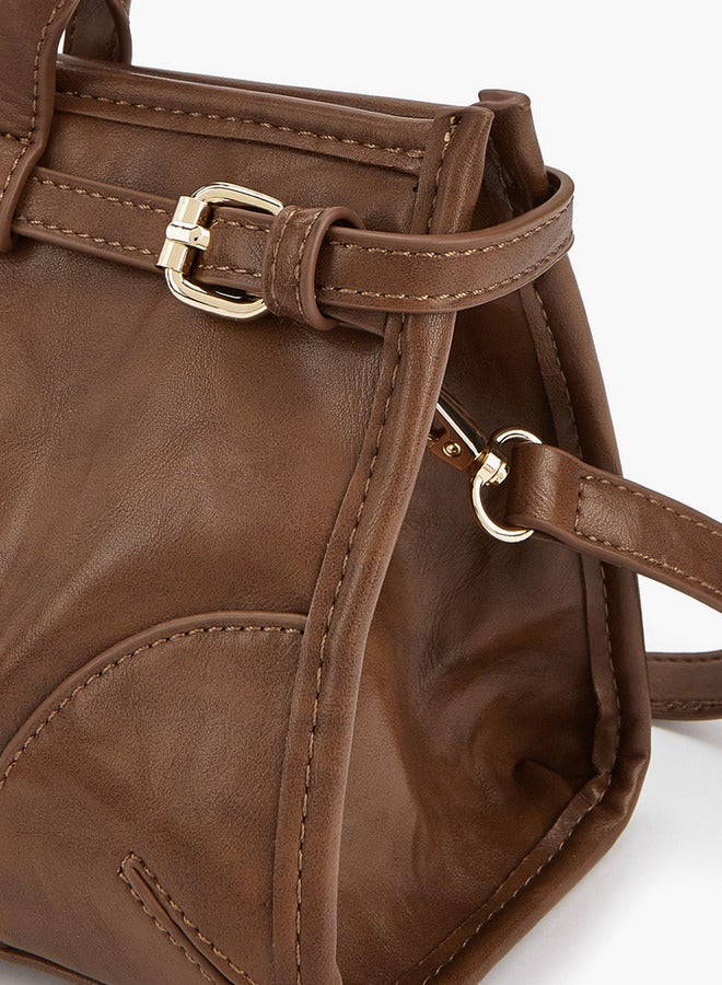 Flora Bella By Shoexpress Solid Double Handle Shoulder Bag with Detachable Strap  - Image 4