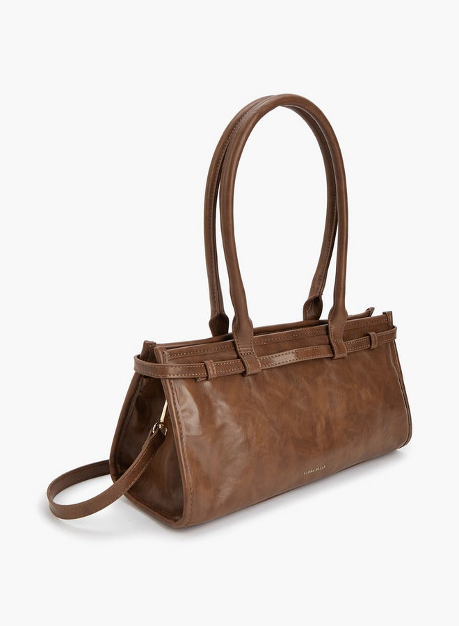 Flora Bella By Shoexpress Solid Double Handle Shoulder Bag with Detachable Strap  - Image 3