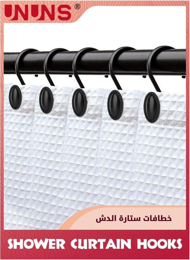 UNUNS Shower Curtain Hooks,Set of 12 Decorative Rings,Rust Resistant Metal Hooks For Bathroom,Glide Rings And Liner,Black  - Image 5