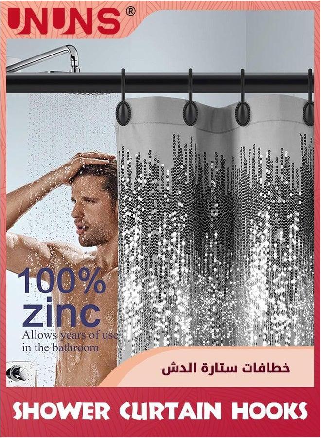 UNUNS Shower Curtain Hooks,Set of 12 Decorative Rings,Rust Resistant Metal Hooks For Bathroom,Glide Rings And Liner,Black  - Image 3