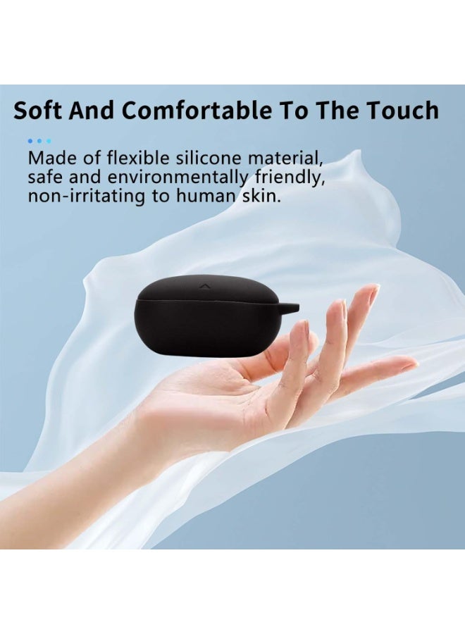 for Anker Soundcore Liberty 4 Pro Case, Soft Silicone Cover, with Carabiner Lanyard Cleaning Kit, Black - Image 3