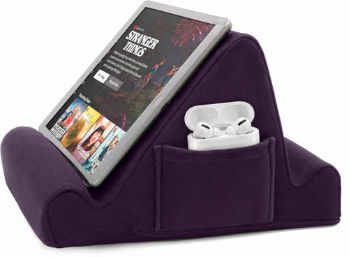 Brookstone Tablet Lap Cushion TabletPhoneEbook Holder for Bed Flights and Travel Memory Foam Lap Desk for Reading and Hands Free Viewing Compatible iPad and Kindle Accessories Purple - Image 1