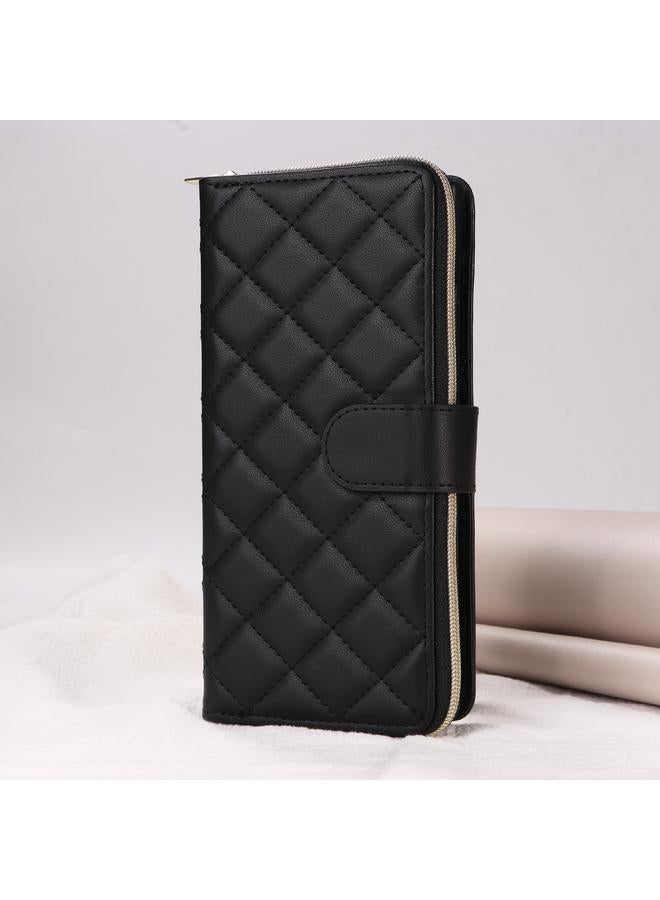 اس-توب جراب لهاتف Samsung Galaxy S24 5G Crossbody مع سحاب معيني الشكل ومشبك جلدي وحزام حول الرقبة - Image 2