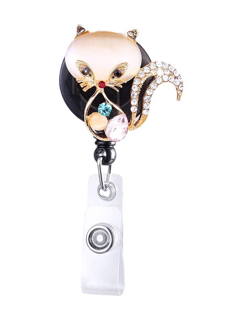 Excefore Retractable Badge Reel, Cute Handmade Bling Rhinestone Badge Holder with Alligator Clip, Great Gift for Student, Worker Teacher and Office Staff - Image 1