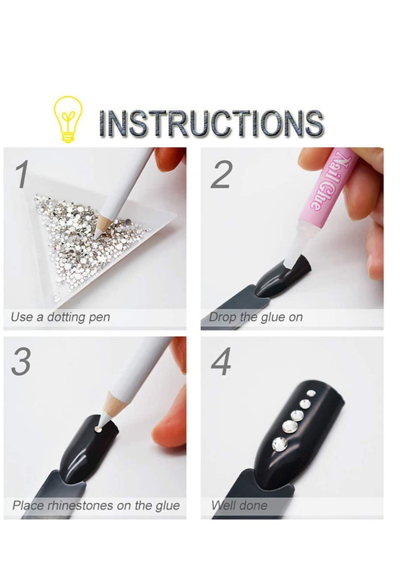 سيوسي 3D Nail Charms, Gold Nail Studs Nail Art Rhinestone Nail Jewels Gem Pearls Nail Decoration Kit With 1Pcs Tweezers, Picker Pencil 6 Boxes for Nail Art Designs Supplies DIY Crafting - Image 5