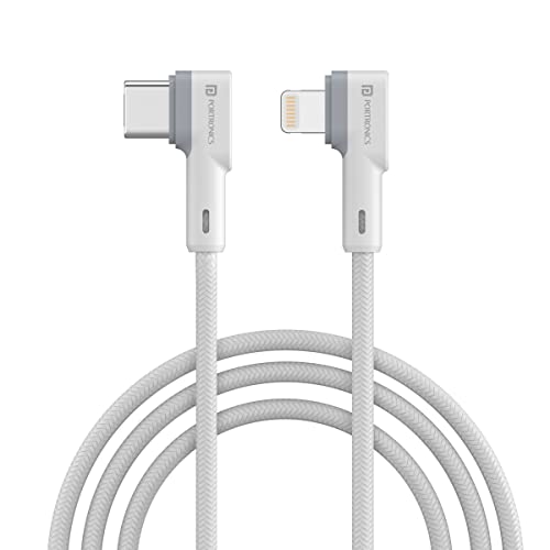 Portronics Konnect L 20W PD Quick Charge Type-C to 8-Pin USB Mobile Charging Cable, 1.2M, Tangle Resistant, Fast Data Sync(White) - Image 1