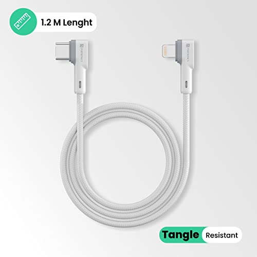 Portronics Konnect L 20W PD Quick Charge Type-C to 8-Pin USB Mobile Charging Cable, 1.2M, Tangle Resistant, Fast Data Sync(White) - Image 2