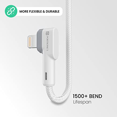 Portronics Konnect L 20W PD Quick Charge Type-C to 8-Pin USB Mobile Charging Cable, 1.2M, Tangle Resistant, Fast Data Sync(White) - Image 5