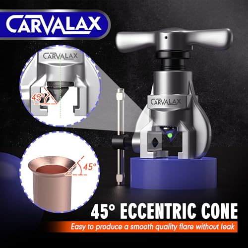 CARVALAX 45° Eccentric Flaring Tool Kit for Copper, Brass, and Aluminum Tubing, Single Flaring Bar with 7 Dies (3/16" to 3/4"), for HVAC, Refrigeration,and Brake Lines, heavy duty with Case (Imperial) - Image 5