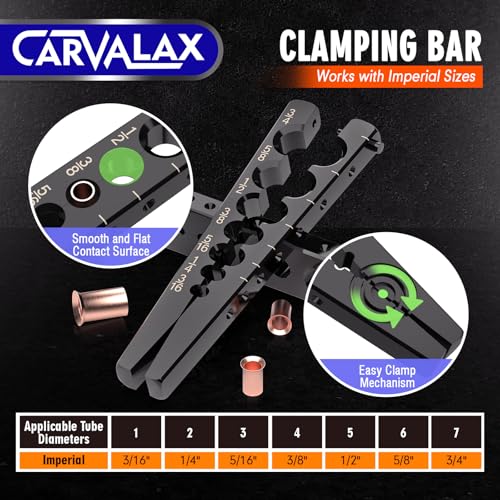 CARVALAX 45° Eccentric Flaring Tool Kit for Copper, Brass, and Aluminum Tubing, Single Flaring Bar with 7 Dies (3/16" to 3/4"), for HVAC, Refrigeration,and Brake Lines, heavy duty with Case (Imperial) - Image 4