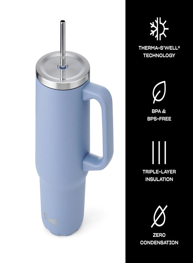 S'well Recycled Stainless Steel Tumbler XL with Straw and Handle, 30oz, Hydrangea Blue, Triple Layered Vacuum Insulated Containers Keeps Drinks Cold for 36 hours and Hot for 9 - Image 3