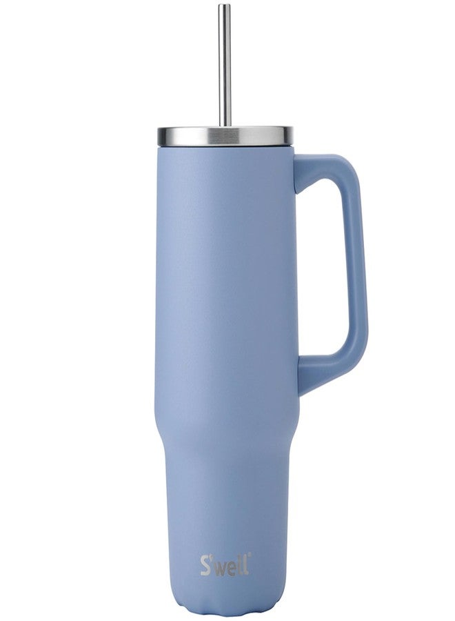 S'well Recycled Stainless Steel Tumbler XL with Straw and Handle, 30oz, Hydrangea Blue, Triple Layered Vacuum Insulated Containers Keeps Drinks Cold for 36 hours and Hot for 9 - Image 1