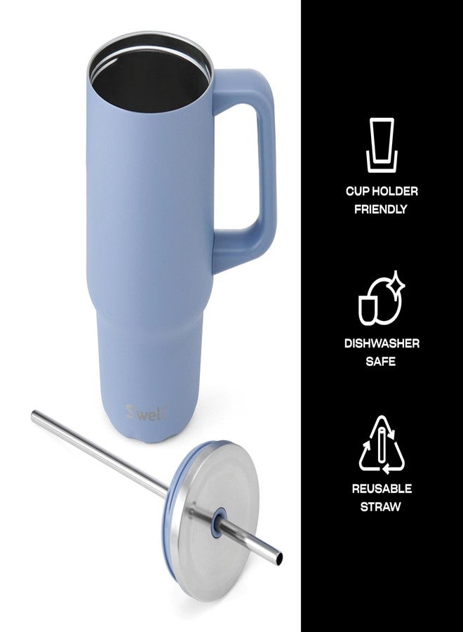 S'well Recycled Stainless Steel Tumbler XL with Straw and Handle, 30oz, Hydrangea Blue, Triple Layered Vacuum Insulated Containers Keeps Drinks Cold for 36 hours and Hot for 9 - Image 4
