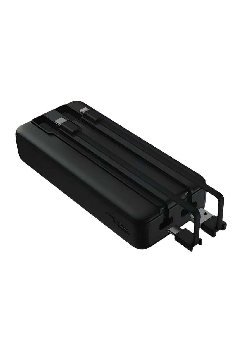 VEGER 20000mAh Power Bank with Built-in Type-C and iPhone Cables, Display, and 22.5W Charging Power - Black - Image 2