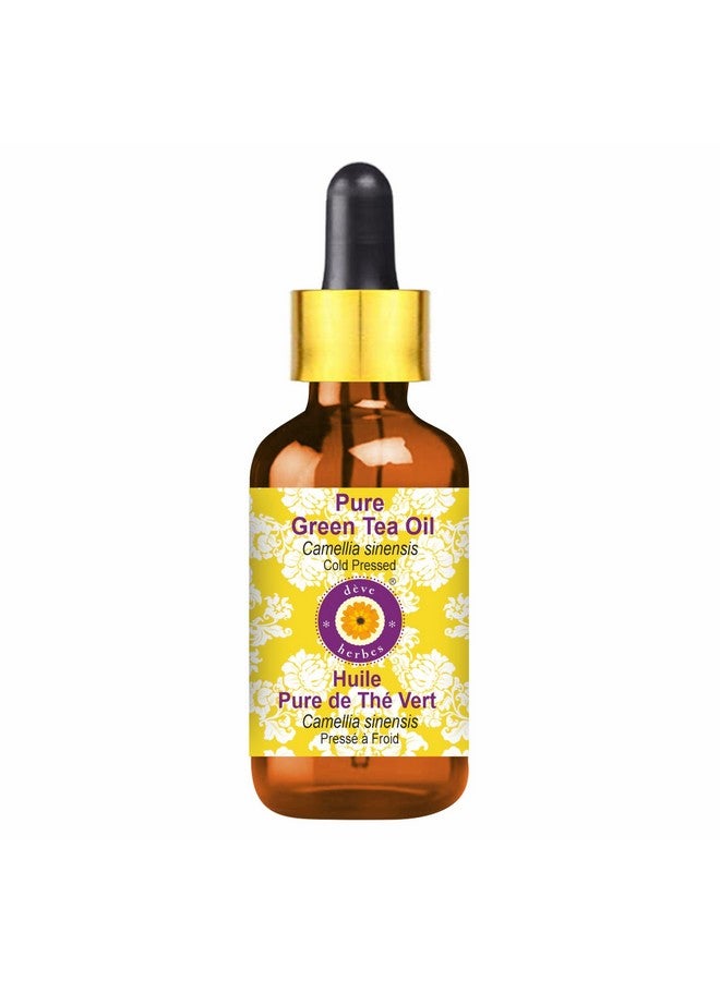 Deve Herbes Pure Green Tea Oil (Camellia sinensis) with Glass Dropper | Cold Pressed | Natural | Undiluted | For Diluting Essential Oils | For Skin & Massage | Men & Women | 10ml - Image 1