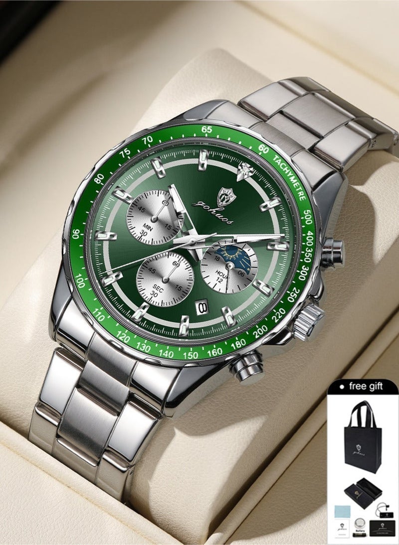 GOHUOS Men's Luxury Quartz Watch - Top Brand Luxury Waterproof Multifunctional Business Analog Wrist Watch with Stainless Steel Band - 44mm -  Father or Boyfriend Gift - Image 1