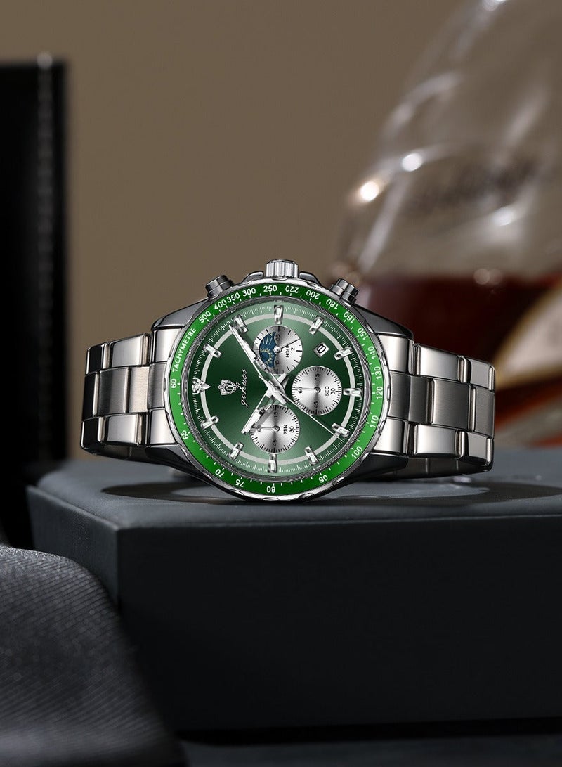 GOHUOS Men's Luxury Quartz Watch - Top Brand Luxury Waterproof Multifunctional Business Analog Wrist Watch with Stainless Steel Band - 44mm -  Father or Boyfriend Gift - Image 4