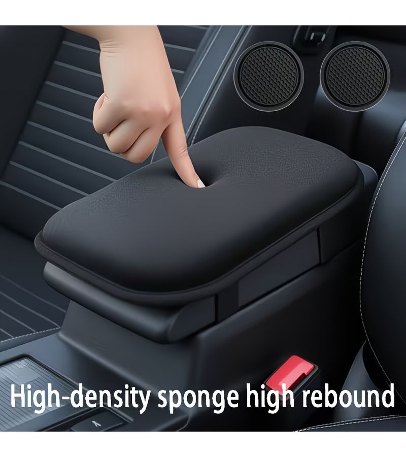 1pc Black Car Armrest Pad With 2 Car Silicone Anti Slip Cup Holder Mats And Center Console Elevating Cushion For Vehicle Interior Armrest Cover 3 Pack - Image 1