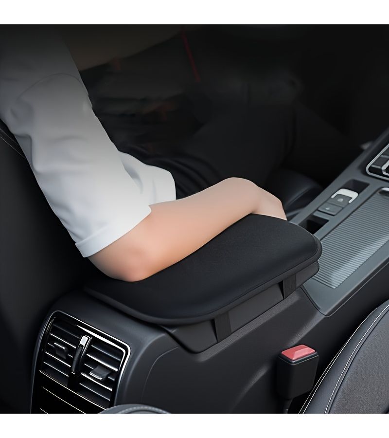 1pc Black Car Armrest Pad With 2 Car Silicone Anti Slip Cup Holder Mats And Center Console Elevating Cushion For Vehicle Interior Armrest Cover 3 Pack - Image 2