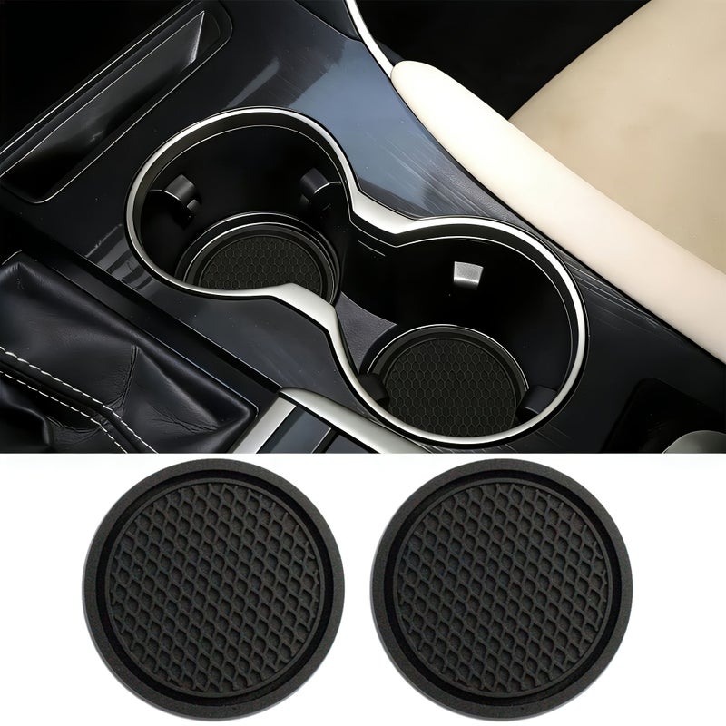 1pc Black Car Armrest Pad With 2 Car Silicone Anti Slip Cup Holder Mats And Center Console Elevating Cushion For Vehicle Interior Armrest Cover 3 Pack - Image 3