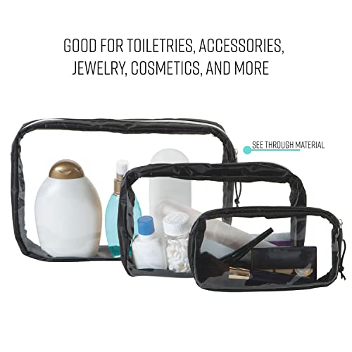 G-Force GForce 3 Piece Clear Travel Set, for Toiletries, Accessories, Cosmetic Organizer in Black, Small, Medium, Large - Image 4