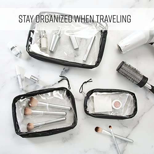 G-Force GForce 3 Piece Clear Travel Set, for Toiletries, Accessories, Cosmetic Organizer in Black, Small, Medium, Large - Image 3