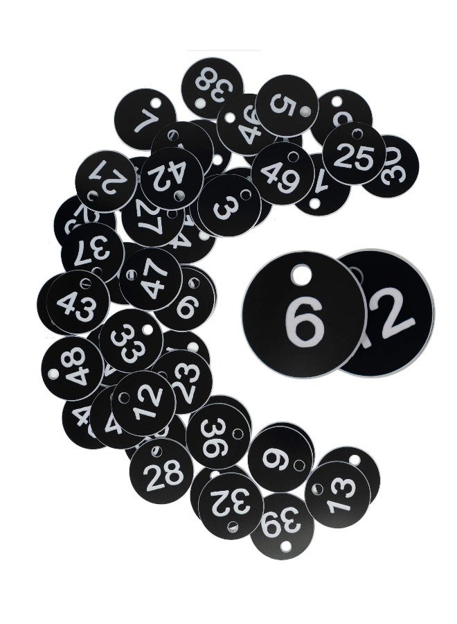 Plastic ID Number Tags, Engraved Tags Key Tags Without Key Rings for Locker Dorm Hotel Bar Restaurant Club Restaurant Table Numbers (1-100, Black) - Image 1