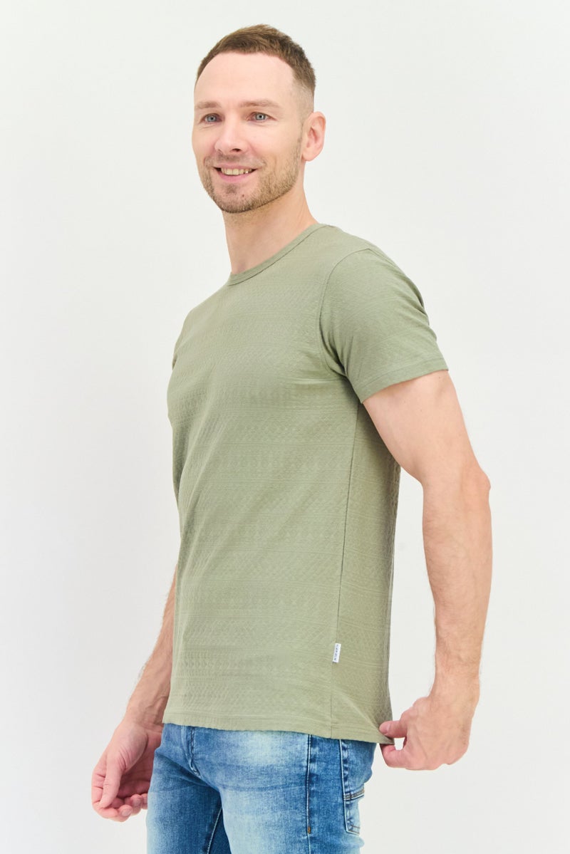 Peter Werth Men Crew Neck Short Sleeves Textured T-Shirt, Sage Green - Image 2