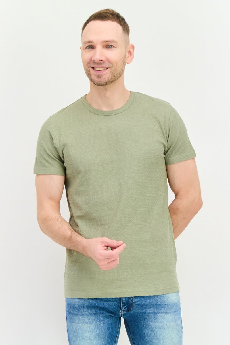 Peter Werth Men Crew Neck Short Sleeves Textured T-Shirt, Sage Green - Image 1