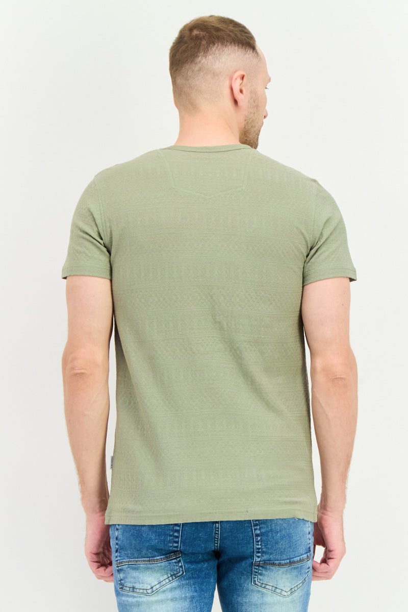 Peter Werth Men Crew Neck Short Sleeves Textured T-Shirt, Sage Green - Image 3