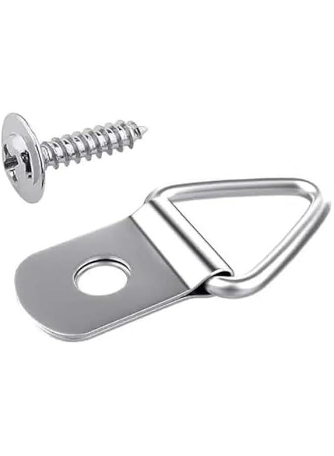 50 Sets Metal Picture Hangers with Screws, Small Triangle Ring Picture Hooks Kit for Hanging Plated Photo Frame Wire Wall Decor Art (Silver), ZAA240109 - Image 2