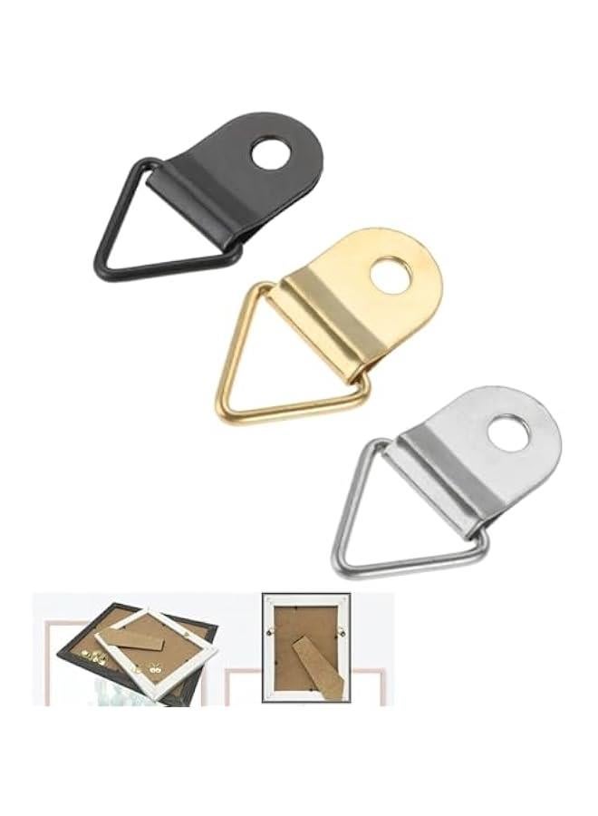 50 Sets Metal Picture Hangers with Screws, Small Triangle Ring Picture Hooks Kit for Hanging Plated Photo Frame Wire Wall Decor Art (Silver), ZAA240109 - Image 4