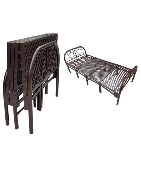 Foldable and adjustable single bed, heavy duty, with a metal steel bed frame and settings without tools, size 90 * 190cm