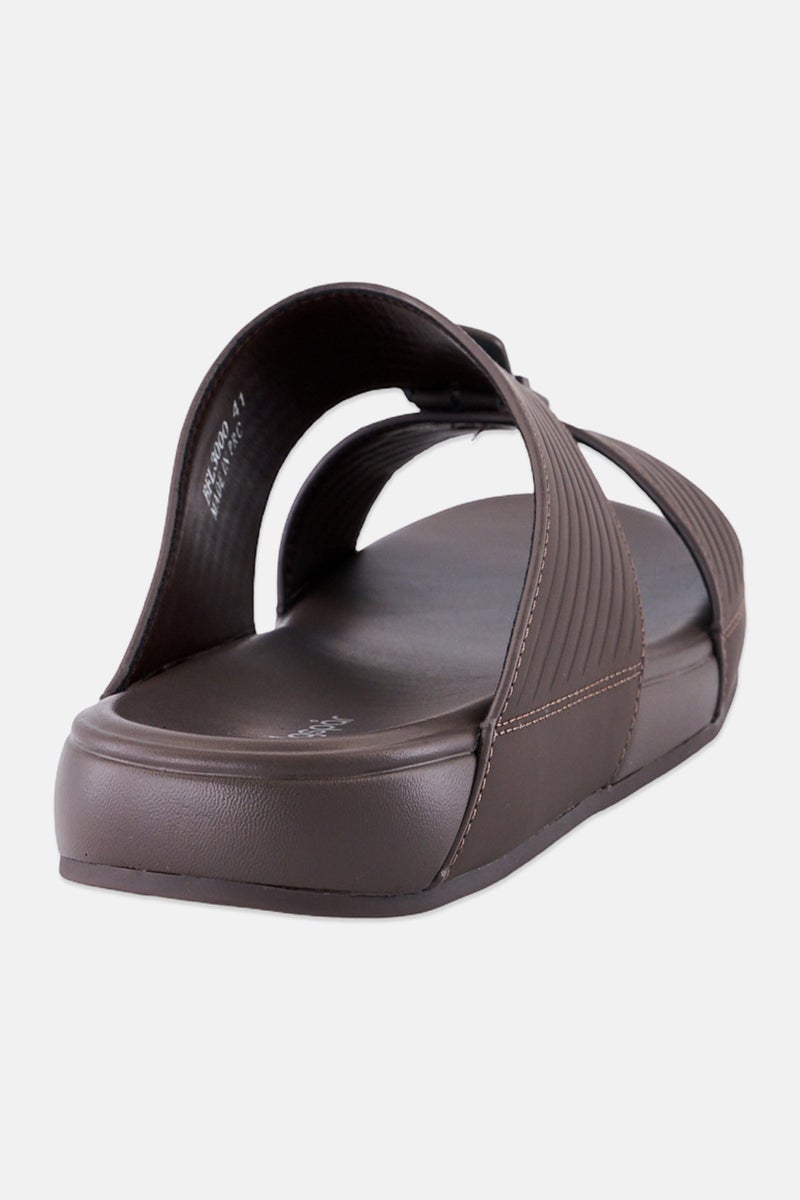 Algspar Men Slip On Arabic Sandals, Dark Brown - Image 4