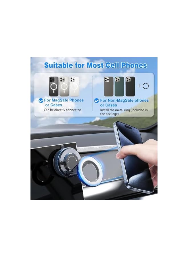 S-TOP Magnetic Phone Holder for Car, 360° Rotatable Mount compatible with MagSafe, Foldable Stand with Vacuum Suction Cup Base, Adjustable Arm with Magnetic Ring for Smartphones - Image 4