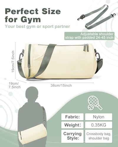 WISEPACK Small Gym Bag for Women Waterproof Mini Duffle Bag Womens Spotrs Workout Bags Small Travel Duffel Bag with Wet Pocket Carry on Weekender Bags for Dance SwimmingGymYogaFitness Beige Green - Image 3