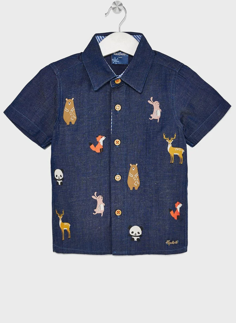 Nautinati Nauti Nati Boys Standard Spread Collar Humour And Comic Printed Pure Cotton Casual Shirt
