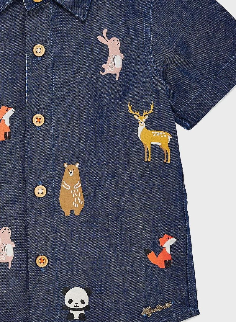 Nautinati Nauti Nati Boys Standard Spread Collar Humour And Comic Printed Pure Cotton Casual Shirt