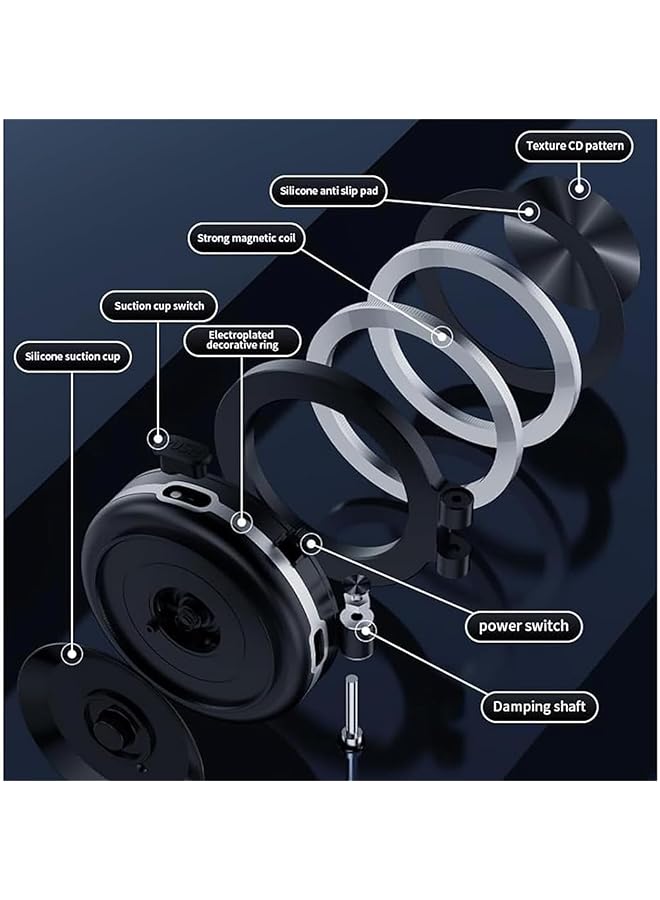 KASTWAVE Electric Vacuum Magnetic Car Phone Mount, 360° Rotating Magnetic Phone Holder, Strong Suction For Car Kitchen Mirro Gym Bath Shower & All Smooth Surface, Compatible With Iphone & Android (Silver) - Image 5