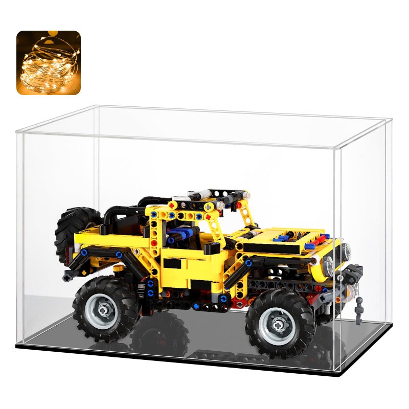 LASOA Acrylic Display Case â€“ Display Box for Collectibles, Figures, Memorabilia, Clear Showcase with Black Base, Self-Assembly Display Container, 12x8x6inch - Image 1