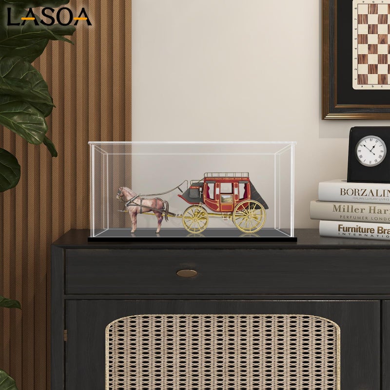 LASOA Acrylic Display Case â€“ Display Box for Collectibles, Figures, Memorabilia, Clear Showcase with Black Base, Self-Assembly Display Container, 12x8x6inch - Image 2
