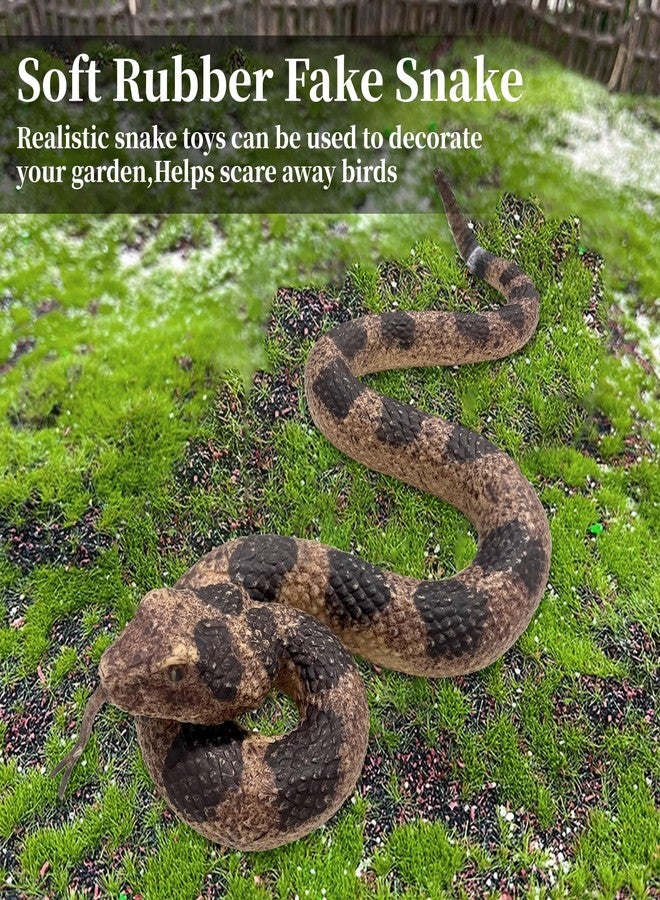 Hsxfl Realistic Fake Snakes Toy Soft Rubber Snake Realistic Keep Birds and Squirrels Away, Rattlesnake Toys for Garden Gift April Fools' Day Party Favors or Halloween Decoration Props - Image 3