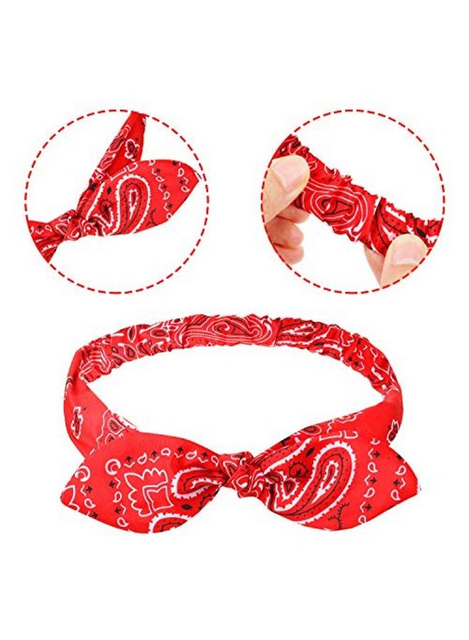 Hicarer Bandana Knot Headbands Retro Print Headbands Paisley Print Headband Headwrap For Girls And Women (Style J 8 Pieces) - Image 4