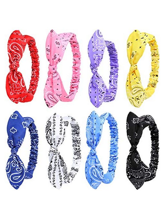 Hicarer Bandana Knot Headbands Retro Print Headbands Paisley Print Headband Headwrap For Girls And Women (Style J 8 Pieces) - Image 5