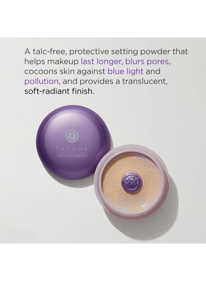 TATCHA تاتشا مسحوق الحرير | مسحوق تثبيت واقي | يساعد المكياج على البقاء لفترة أطول، يموه المسام ويوفر لمسة نهائية شفافة وناعمة ومتألقة، 20 غرام | 0.7 أونصة - Image 2