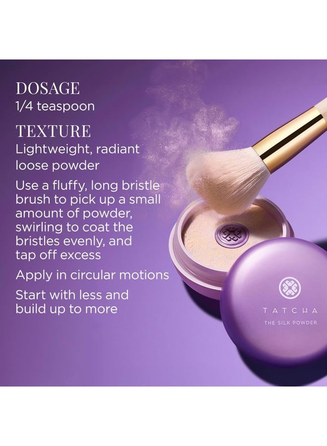 TATCHA تاتشا مسحوق الحرير | مسحوق تثبيت واقي | يساعد المكياج على البقاء لفترة أطول، يموه المسام ويوفر لمسة نهائية شفافة وناعمة ومتألقة، 20 غرام | 0.7 أونصة - Image 4
